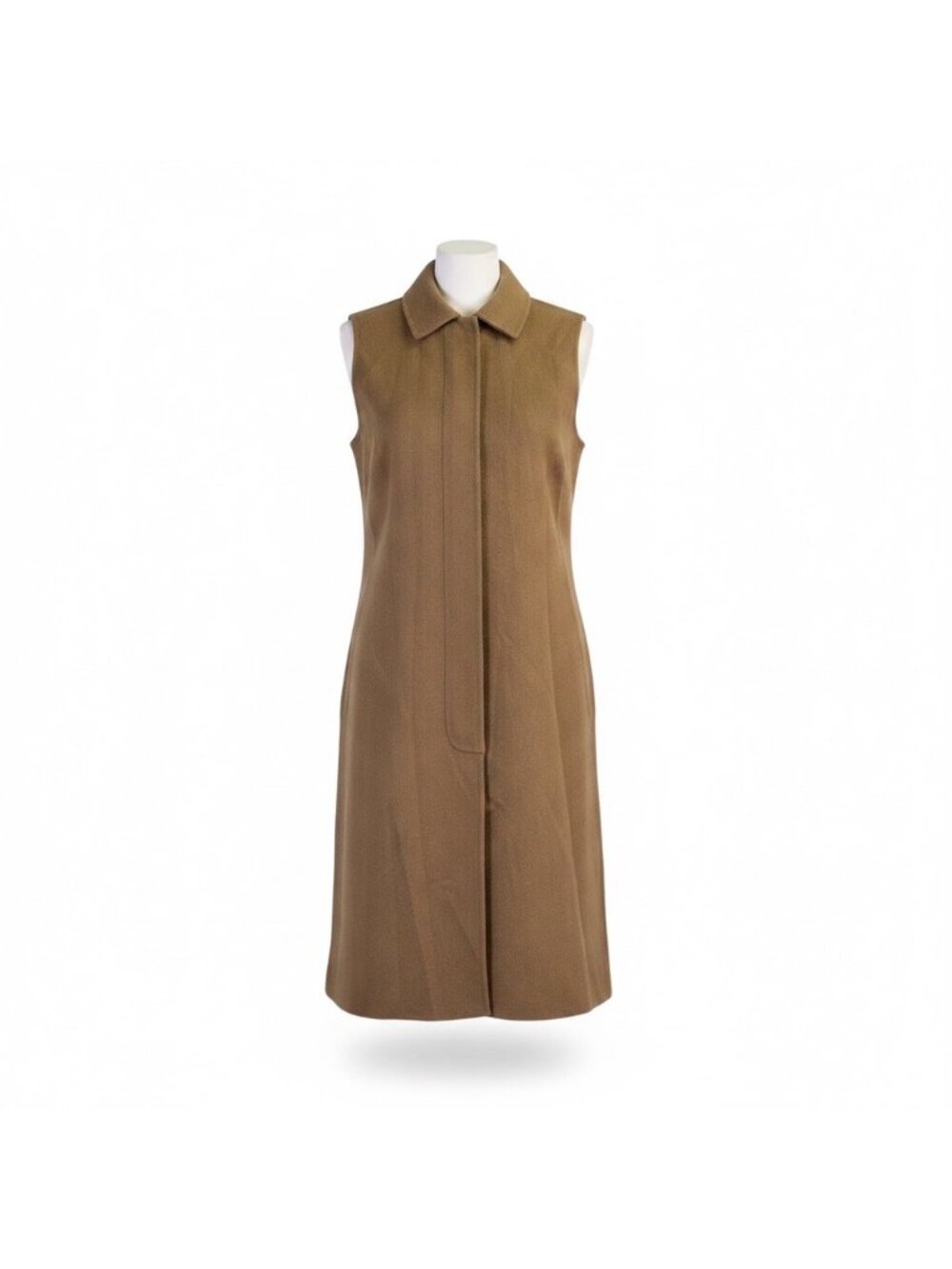 Adolfo Dominguez Womens Brown Sleeveless Dress Collared A-Line Design Sz XS